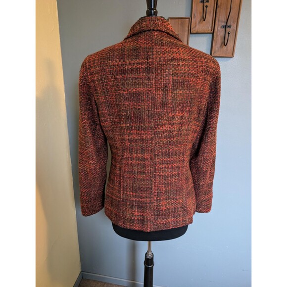 Vintage Silk Tweed Jacket by Doncaster, Rust & Brown Blazer Coat Size 10 - Picture 6 of 10
